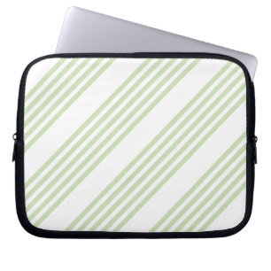 Funda Para Portátil Patrón de cinco rayas verde claro y blanco