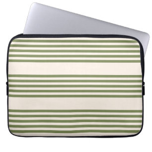Funda Para Portátil Patrón de cinco rayas verde oliva y beige