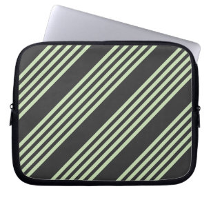 Funda Para Portátil Patrón de cinco rayas verde pálido y carbón vegeta