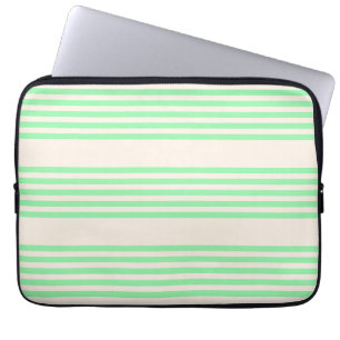 Funda Para Portátil Patrón de cinco rayas verde y beige