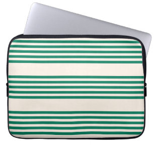 Funda Para Portátil Patrón de cinco rayas verde y beige de los bosques