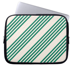 Funda Para Portátil Patrón de cinco rayas verde y beige de los bosques