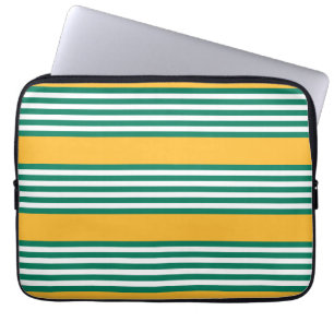 Funda Para Portátil Patrón de cinco rayas verdes y blancas con amarill