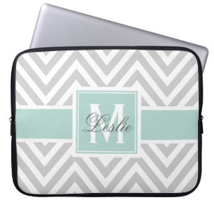 FUNDA PARA PORTÁTIL PATRÓN DE CINTA GRIS Y VERDE PERSONALIZADO