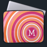 Funda Para Portátil Patrón de Círculo Funky con Monograma<br><div class="desc">Diseño luminoso y colorido con muchas curvas y puntos. Si necesita ajustar el arte de cambiar el tipo de letra,  haga clic en el botón personalizar.</div>