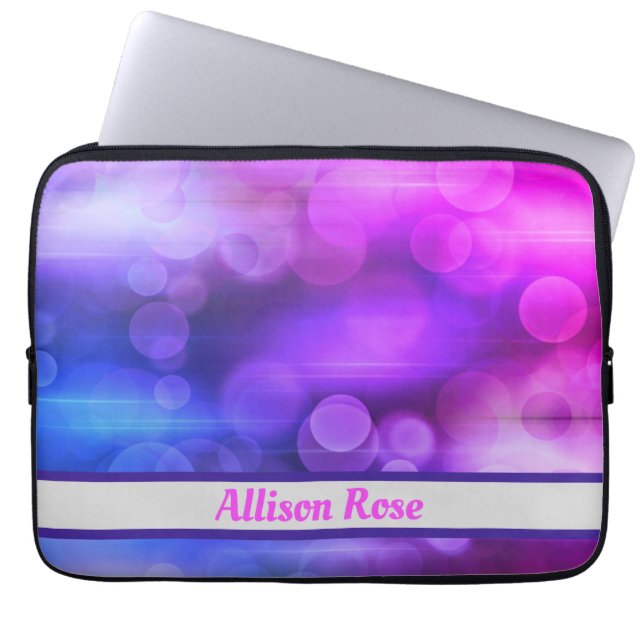 Funda Para Portátil Patrón de círculos abstractos rosados y púrpura (Frente)