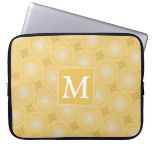 Funda Para Portátil Patrón de círculos amarillos monograma