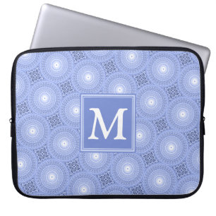 Funda Para Portátil Patrón de círculos azules de monograma