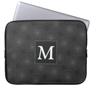 Funda Para Portátil Patrón de círculos de carbón monograma