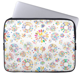 Funda Para Portátil Patrón de círculos de flores coloridas bonitas sob