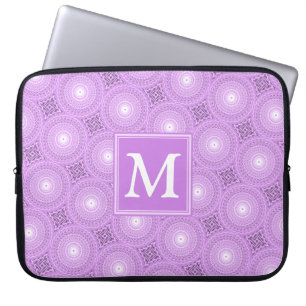 Funda Para Portátil Patrón de círculos púrpura de lilo monograma