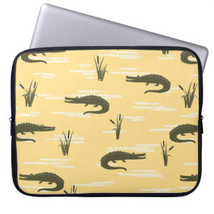 Funda Para Portátil Patrón de cocodrilos sin foco. Backgr amarillo vin