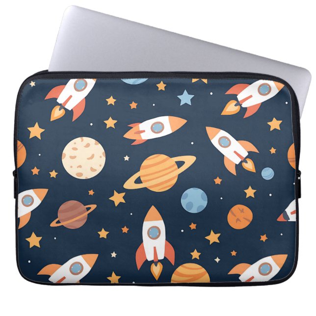Funda Para Portátil Patrón de cohetes lindos planetas espacio (Frente)