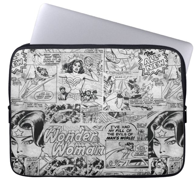 Funda Para Portátil Patrón de Cómic Antiguo de Mujer Maravilla (Frente)