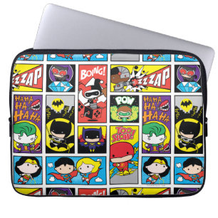 Funda Para Portátil Patrón de compilación de la Liga de Justicia Chibi