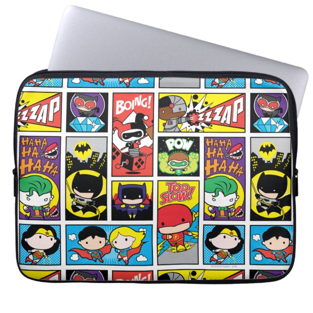 Funda Para Portátil Patrón de compilación de la Liga de Justicia Chibi (Frente)