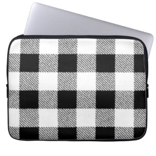 Funda Para Portátil Patrón de comprobación de Gingham blanco y negro