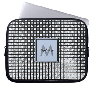 Funda Para Portátil Patrón de comprobación de Mod Cuadrados azul y neg