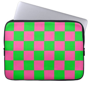 Funda Para Portátil Patrón de comprobación verde rosa