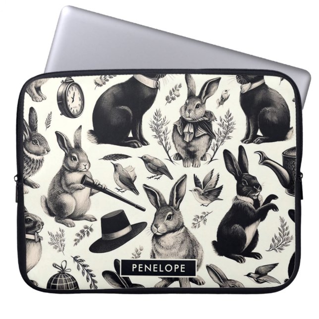 Funda Para Portátil Patrón de conejo de cosecha (Frente)