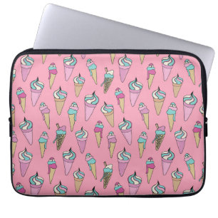 Funda Para Portátil Patrón de cono de crema de hielo rosa