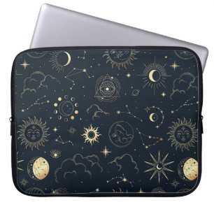 Funda Para Portátil Patrón de constelación de estrella dorada azul de 