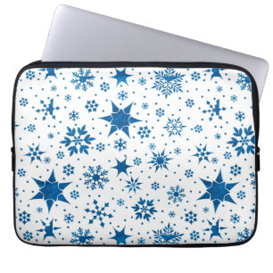Funda Para Portátil Patrón de Copo de Nieve Azul