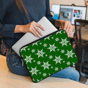 Funda Para Portátil Patrón de copo de nieve, copos de nieve blancos, n