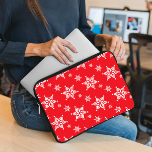 Funda Para Portátil Patrón de copo de nieve, copos de nieve blancos, n