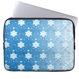 Funda Para Portátil Patrón de copos de nieve azul y blanco de invierno