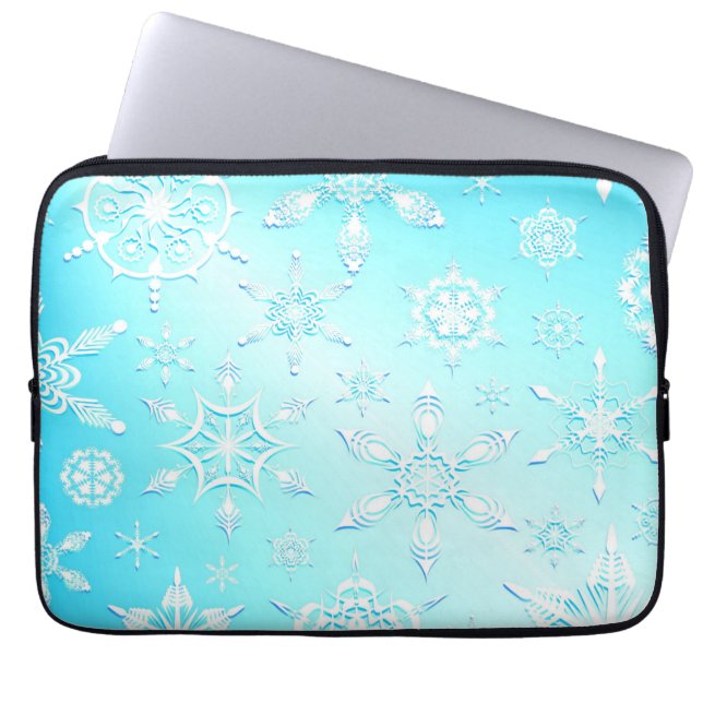 Funda Para Portátil Patrón de copos de nieve de cristal (Frente)