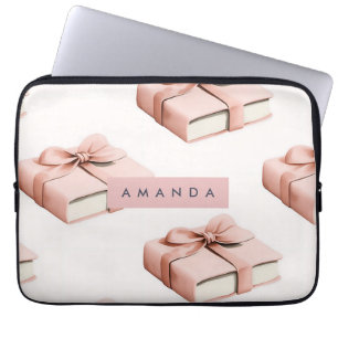 Funda Para Portátil Patrón de Coquette Personalizado Libro de Lazo Ros