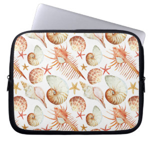 Funda Para Portátil Patrón De Coral Con Estantes Y Cangrejos