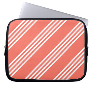 Funda Para Portátil Patrón de coral vivo y blanco de cuatro rayas
