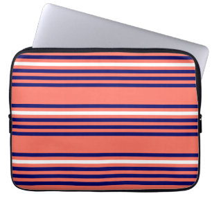 Funda Para Portátil Patrón de corales, azul marino y blanco de cinco r