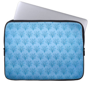 Funda Para Portátil Patrón de corales de árboles de mar azul en fondo