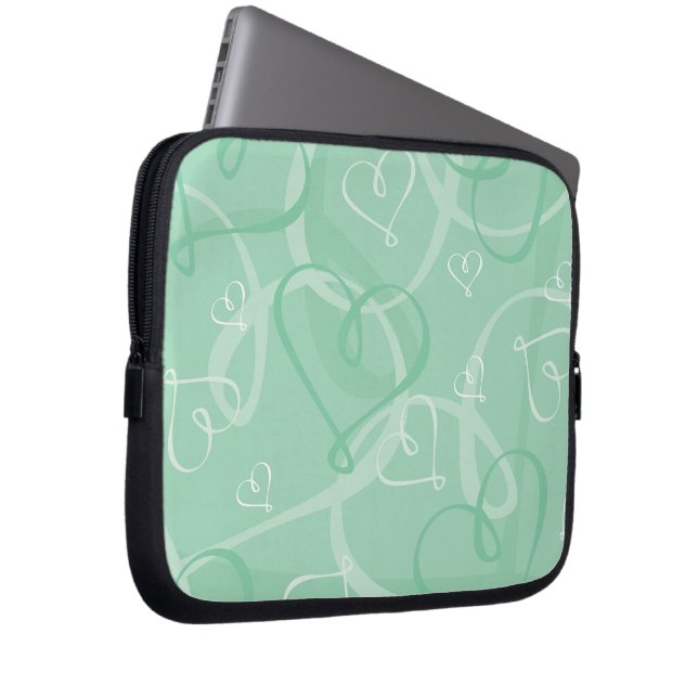 Funda Para Portátil Patrón de corazón verde de la mimbre (Anverso derecho)