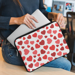 Funda Para Portátil Patrón De Corazones, Corazones Rojos, Patrón De Co