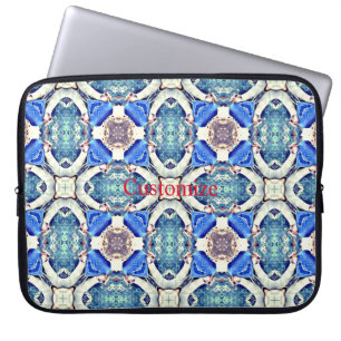 Funda Para Portátil Patrón de corazones de mandala azul Thunder_Cove