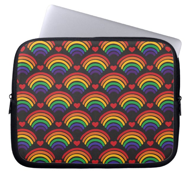 Funda Para Portátil Patrón de Corazones y Arcoiris (Frente)