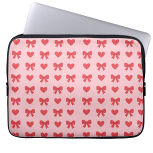 Funda Para Portátil Patrón de Corazones y Lazos Rosados Dulces