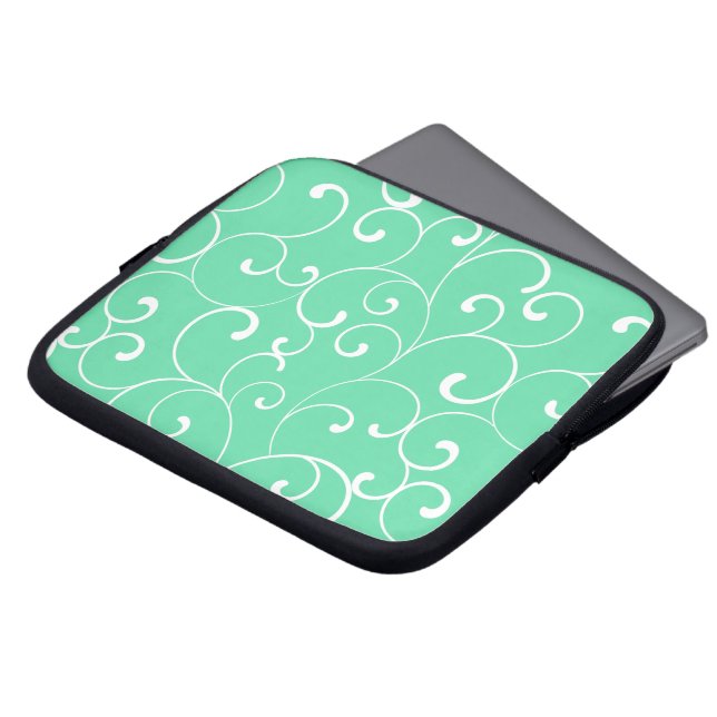 Funda Para Portátil Patrón de corrientes sinérgicas modernas Aqua (Superior anverso)