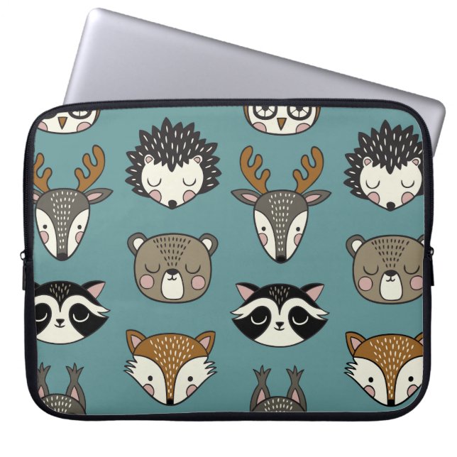 Funda Para Portátil Patrón de cosecha de animales de bosque (Frente)