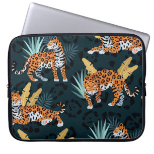 Funda Para Portátil Patrón de cosecha sin soldadura de palmas jaguares