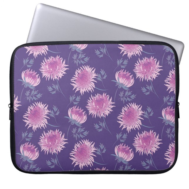 Funda Para Portátil Patrón de cosecha violeta de crisantemo flor (Frente)