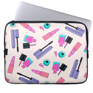 Funda Para Portátil Patrón de cosméticos de maquillaje rosa y púrpura