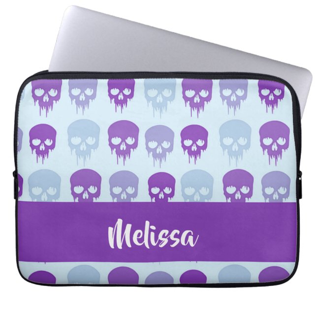 Funda Para Portátil Patrón de cráneo morado y azul (Frente)