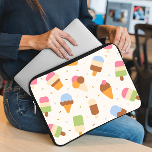Funda Para Portátil Patrón De Crema De Hielo, Cono De Crema De Hielo,