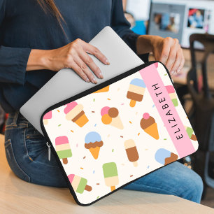 Funda Para Portátil Patrón de crema de hielo, cono de crema de hielo,