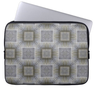 Funda Para Portátil Patrón de cuadrados decorativos de plata metálica